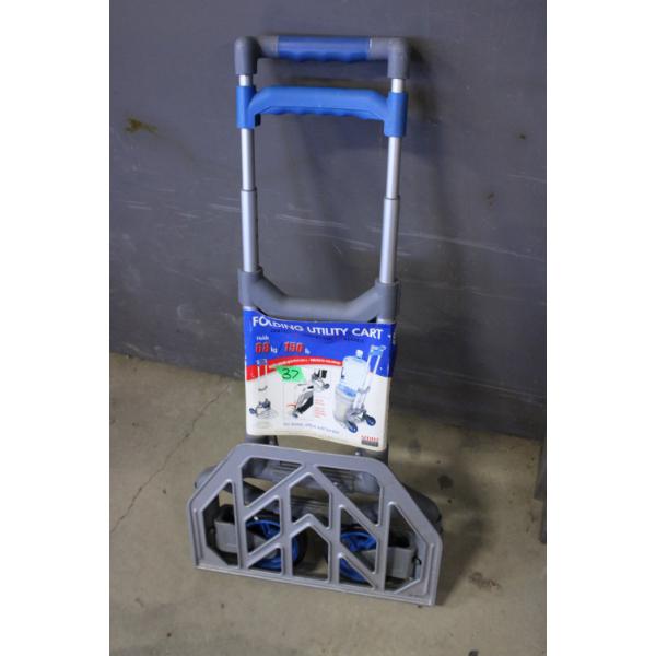 Folding Utility Cart with Telescoping Handle and Rubber Wheels
