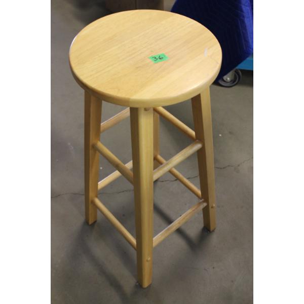 Natural Wood Counter Height Stool with Round Seat
