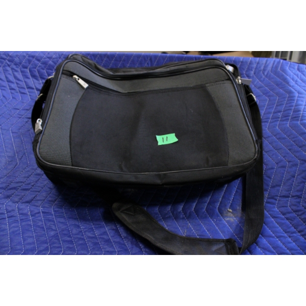 Cadillac Brand Black Messenger Bag with Zip Closures