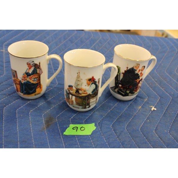 Set of Three Norman Rockwell Mugs