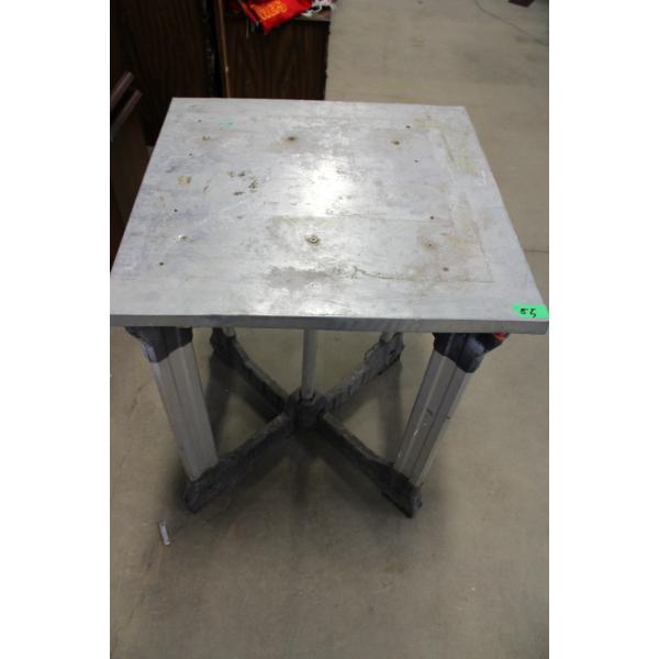 Folding Work Table with Metal Top and Plastic Legs
