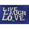 Image 1 : Painted white wooden letters spelling 'Live Laugh Love'. 