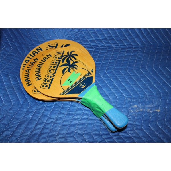 Wooden Hawaiian Beach Ball paddles 