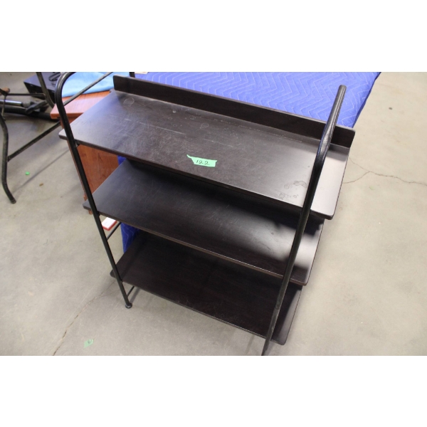 Four-Tier Black Wood and Metal Shelf Unit
