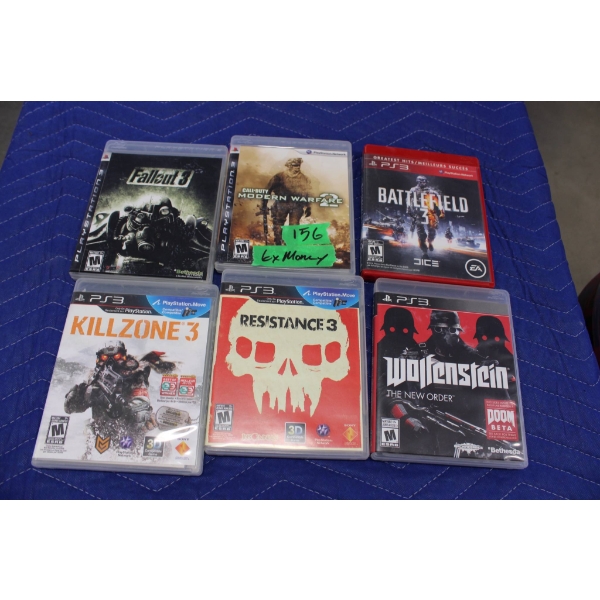 Six PS3 Games Including Fallout 3 and Wolfenstein (6x Money)
