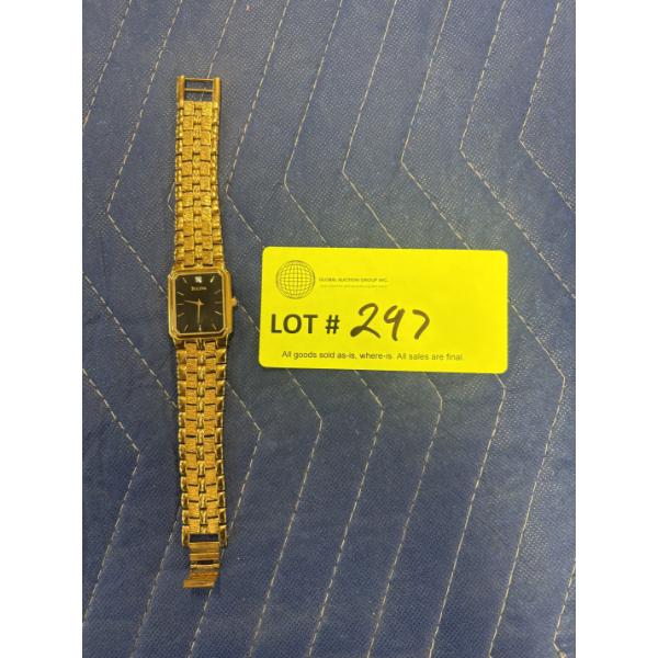 Bulova Gold-Toned Wristwatch with Black Dial