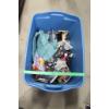 Image 1 : Large Blue Plastic Bin with Assorted Items
