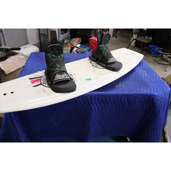 Wakeboard with Bindings in White and Green
