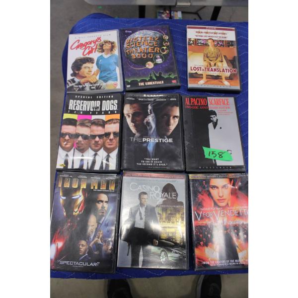 Nine Assorted DVD Movies, Various Genres
