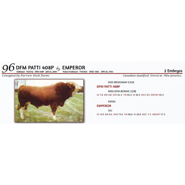 DFM PATTI 408P by EMPEROR - 2 Embryos 