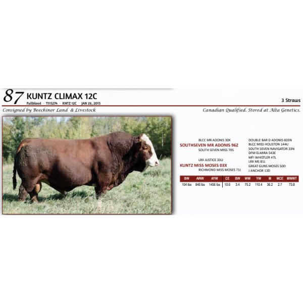 KUNTZ CLIMAX 12C - 3 Straws -