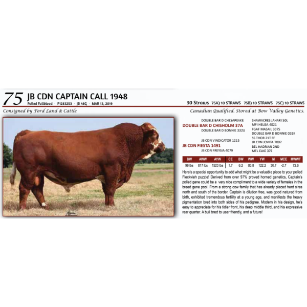 JB CDN CAPTAIN CALL 1948 - 10 STRAWS 