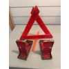 Image 1 : One reflective warning triangle and two vintage metal road flares with red reflective panels. Suitab