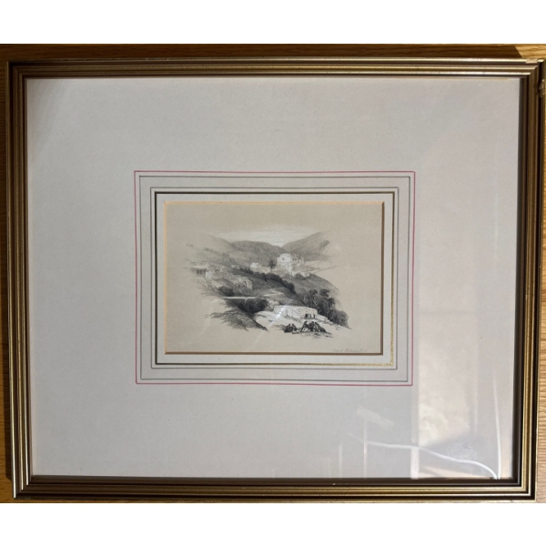  19th-century lithograph entitled "Christian Church of St. George at Lud (Ancient Lydda)," based on 