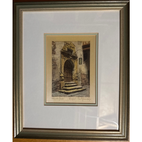 framed, hand-colored etching titled "Rathausportal" (City Hall Portal) by the German artist Ernst Ge