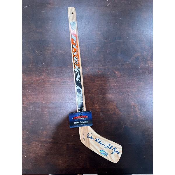  Dave Schultz autographed hockey mini stick with a "HockeyInk" certificate of authenticity, featurin