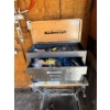 Image 1 : Mastercraft tool chest sitting on top of a Black & Decker Workmate portable workbench.
The Mastercra
