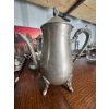 Image 1 : vintage, silver-plated footed coffee or teapot, likely manufactured in the mid-20th century, and oft