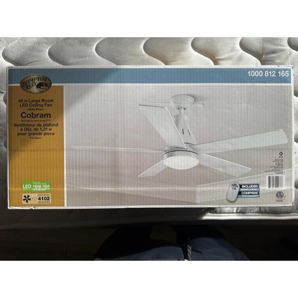 48 inch large room LED ceiling fan with remote. Brand new inbox
