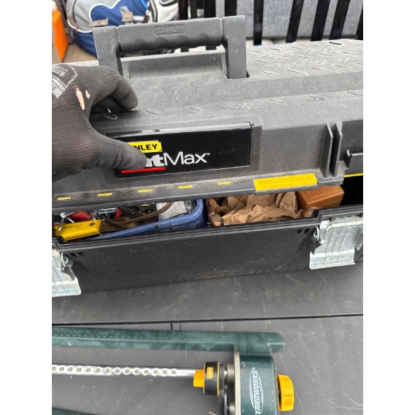 Stanley Fat Max Toolbox Yardwork Sprinkler. Scott's basic seed spreader with different settings. Too