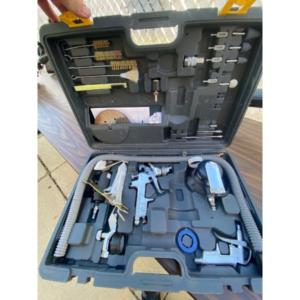 Mastercraft palm, Dremel kit, air powered gravity feed spray gun 