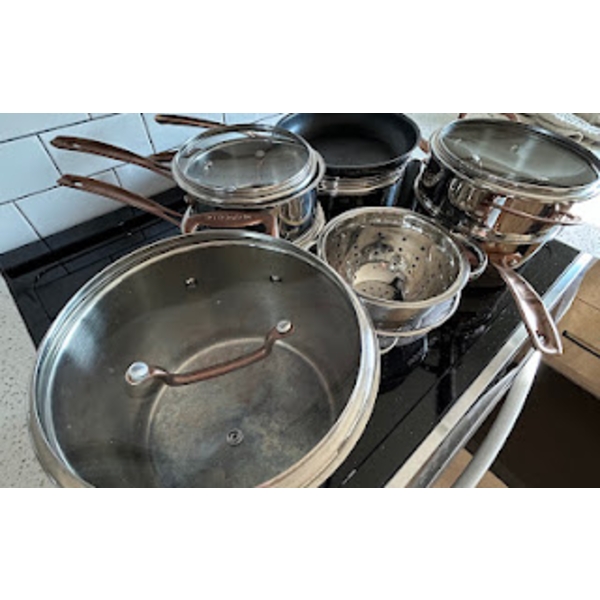 Stainless Steel Cookware Set with Lids and Colander