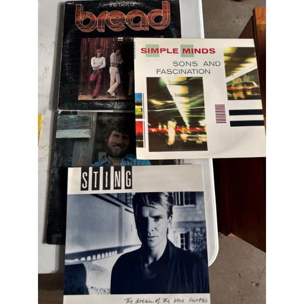 Vintage records including Sting and Simple Minds