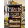 Image 1 : Metal shelving unit 36in wide, 72in tall and 18in deep with all items on rack included, such as a fi