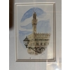 Image 2 : framed watercolor painting depicting the Palazzo Vecchio in Florence, Italy, serving as a decorative
