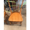 Image 10 : Set of three wood chairs with spindle backs and carved top rails, along with a large rectangular fol
