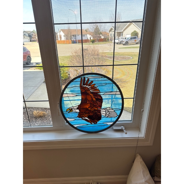  stained glass bald eagle.