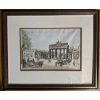 Image 2 : framed ink and watercolor drawing depicting the historic Brandenburg Gate in Berlin, Germany. 