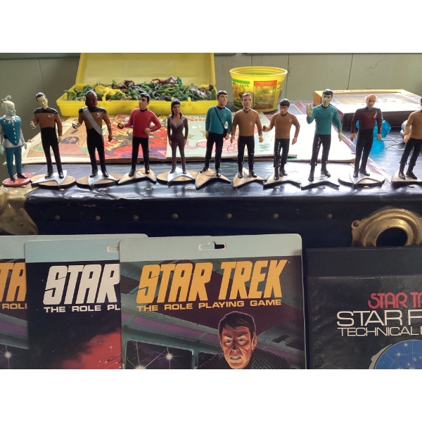 vintage Star Trek role playing games, Star Trek figurines, comic books, marbles, vintage army men