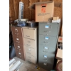 Image 6 : Three 4-drawer metal filing cabinets in brown, tan, and gray finishes. Each cabinet features label h