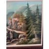 Image 3 : Oil painting depicting a mountainous landscape with pine trees and a winding path, presented in a ca