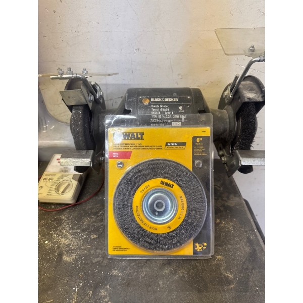 DeWalt six inch carbon crimp bench wheel and black and decker bench grinder works great