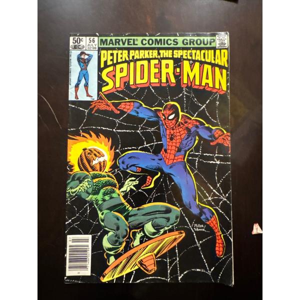  Peter Parker, the Spectacular Spider-Man #56 comic book, cover dated July 1981, featuring a battle 
