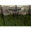 Image 1 : Round Outdoor Bistro Style Table w/Two Wicker Chairs & Metal Matte Frame