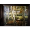 Image 3 : oil on canvas landscape painting featuring a birch forest scene, typical of vintage 