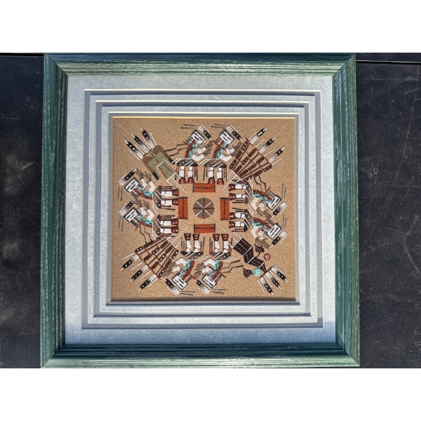 Authentic Navajo sand painting. 13 and a quarter long by 13 and a quarter wide.
