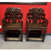 Image 1 : - 1800s Set of 2 antique Chinese armchairs constructed in rosewood | - Detailed carved dragon and fl