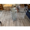 Image 1 : Three white wire shoe racks and one grey cloth rack with 6 cubbies
