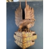Image 1 : Wood carved Harley Davidson motorcycle statue. 20 inches high by 10 inches wide by five and a quarte