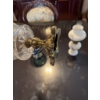 Image 3 : Japanese ceramic oil lamp with floral design, a pressed cut glass compote or candy dish with ornate 