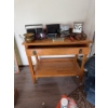 Image 10 : Two Old Hickory knives, a western rodeo-themed metal belt buckle, a wooden bar cart with casters and