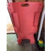 Image 1 : Red plastic rolling creeper with casters, designed for automotive work. Features include built-in ha