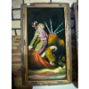 Image 1 :  Velvet paintings of bullfighters 23 x 14 wood framed carved wood 