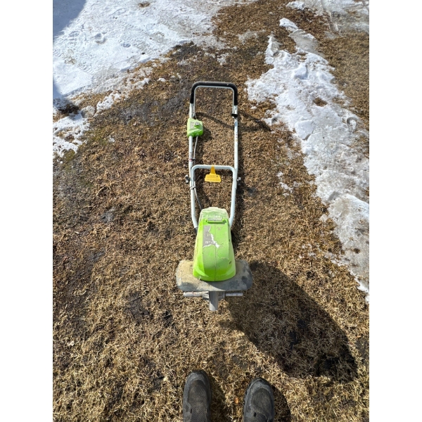  Greenworks 8 Amp 10-inch Corded Electric Cultivator/Tiller (Model 27072). 
Motor: 8 Amp electric mo