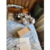Image 1 :  single wood bed frame with teddy bears and wall hanging wood attachments.
