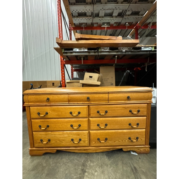 Mirror is 43 inches high. By 48 inches long.Dresser. 66 inches long by 17 inches wide by 38 inches h